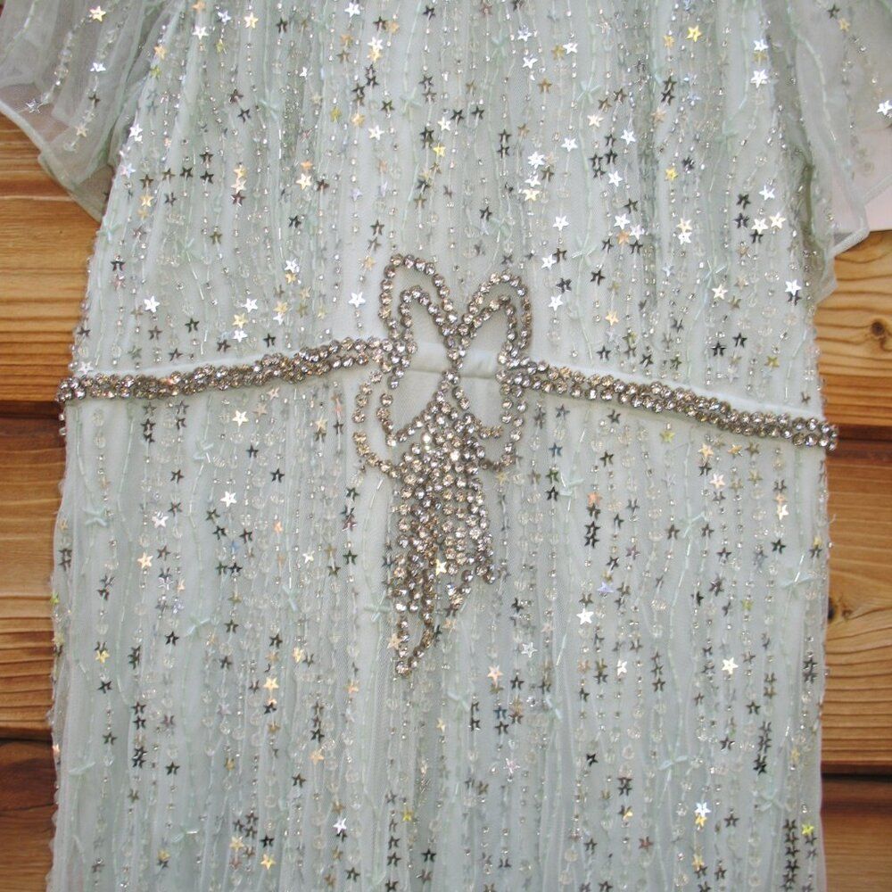 MAC DUGGAL 94128 Green Embellished Bow Flutter Sleeve A Line Midi Dress - Picture 10 of 16